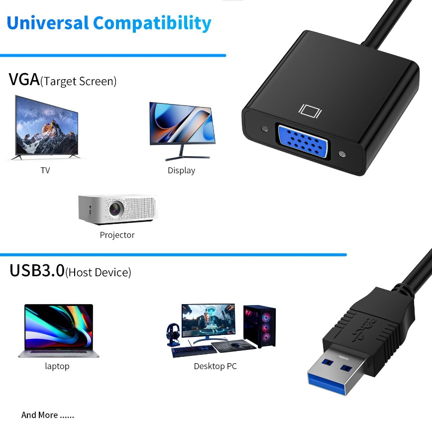 1080P USB 3.0 to VGA Video Dis - огляд і ціна Monitor Portable Usb